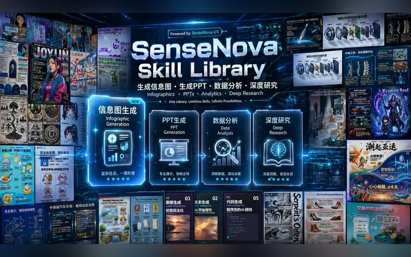 Ảnh minh hoạ cho SenseNova Skills — 4 món việc văn phòng cùng một nhà, ráp lại là vừa